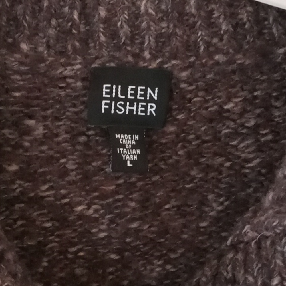 Eileen Fisher Merino Wool Marled Brown Cardigan - Picture 2 of 9